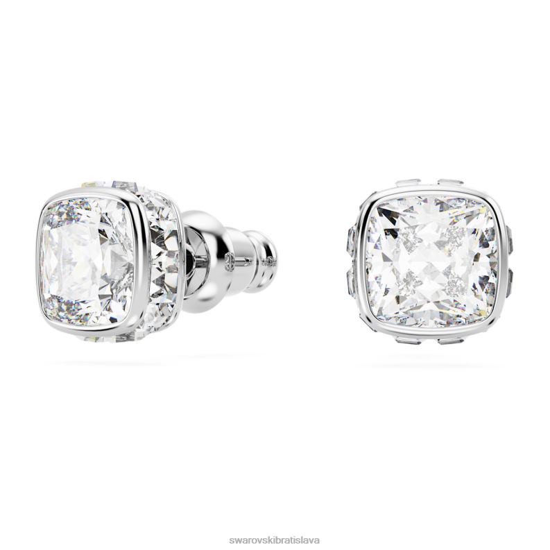 napichovacie náušnice štvorcového strihu apríl, biely, rhodiovaný B8ZNT728 Swarovski šperky - Image 3