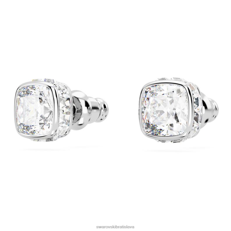 napichovacie náušnice štvorcového strihu apríl, biely, rhodiovaný B8ZNT728 Swarovski šperky - Image 4