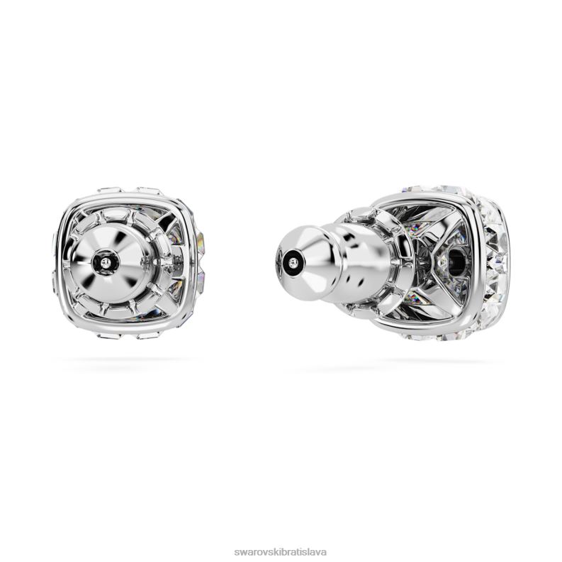 napichovacie náušnice štvorcového strihu apríl, biely, rhodiovaný B8ZNT728 Swarovski šperky - Image 5