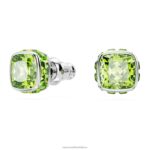 napichovacie náušnice štvorcového strihu august, zelená, rhodiovaná B8ZNT727 Swarovski šperky - Image 3