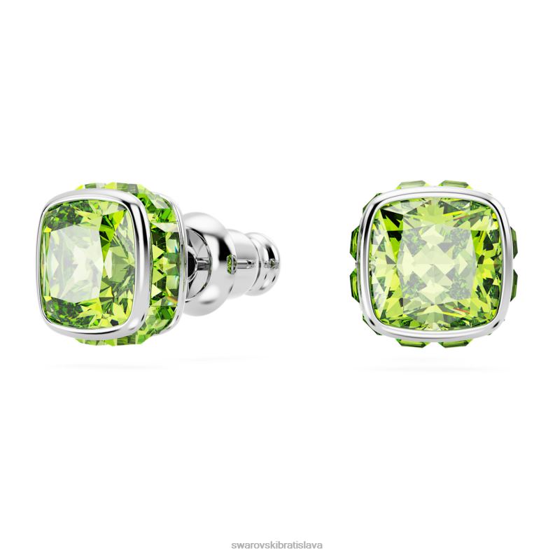 napichovacie náušnice štvorcového strihu august, zelená, rhodiovaná B8ZNT727 Swarovski šperky - Image 3