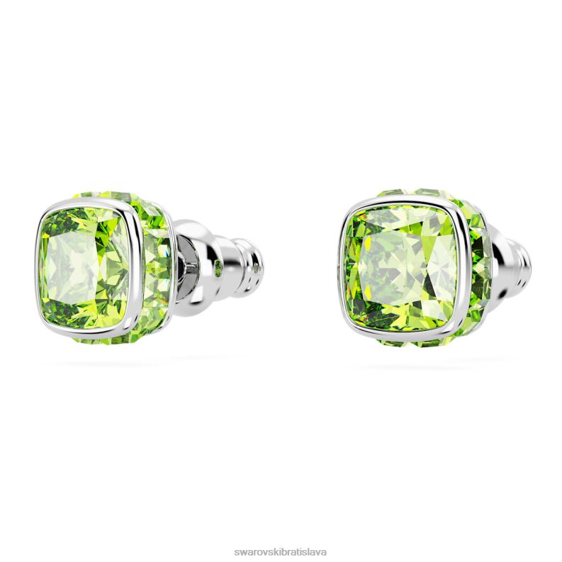 napichovacie náušnice štvorcového strihu august, zelená, rhodiovaná B8ZNT727 Swarovski šperky - Image 4