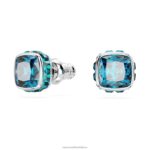 napichovacie náušnice štvorcového strihu decembrový, modrý, rhodiovaný B8ZNT736 Swarovski šperky - Image 3