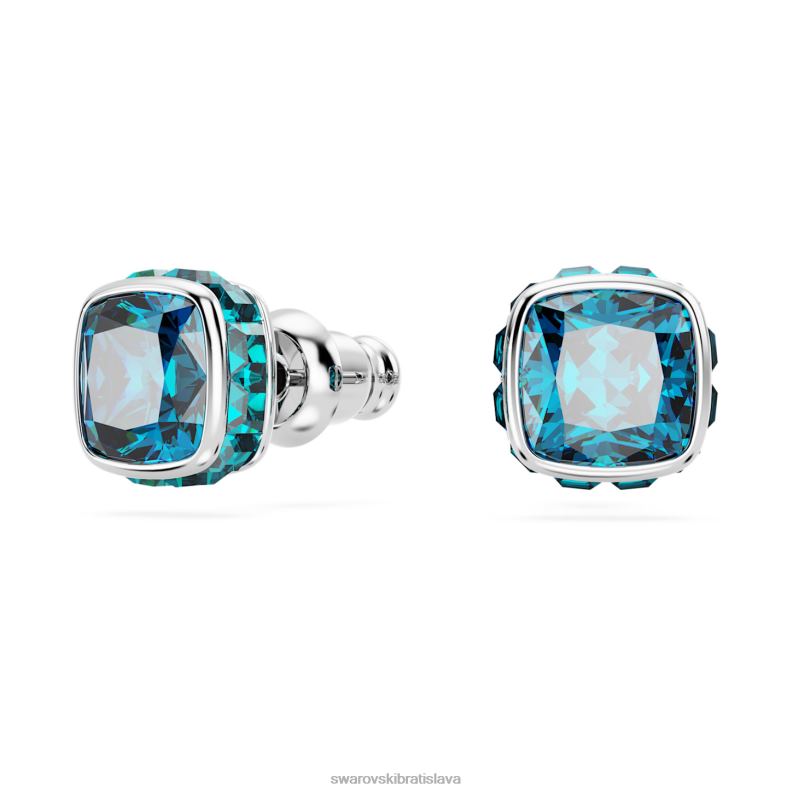 napichovacie náušnice štvorcového strihu decembrový, modrý, rhodiovaný B8ZNT736 Swarovski šperky - Image 3