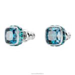 napichovacie náušnice štvorcového strihu decembrový, modrý, rhodiovaný B8ZNT736 Swarovski šperky - Image 4