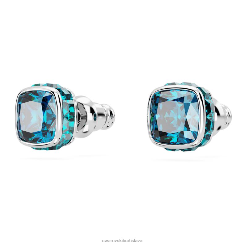 napichovacie náušnice štvorcového strihu decembrový, modrý, rhodiovaný B8ZNT736 Swarovski šperky - Image 4