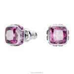 napichovacie náušnice štvorcového strihu február, ružové, rhodiované B8ZNT735 Swarovski šperky - Image 3