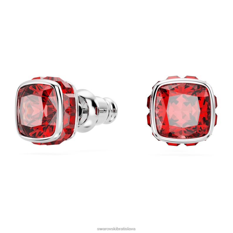 napichovacie náušnice štvorcového strihu júlová, červená, rhodiovaná B8ZNT726 Swarovski šperky - Image 3