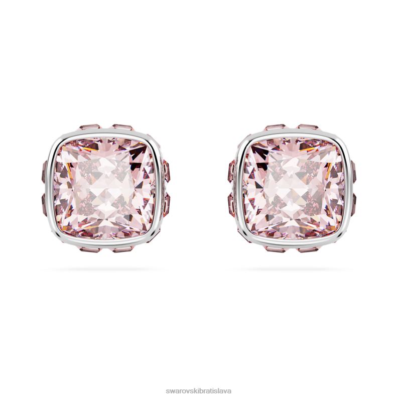 napichovacie náušnice štvorcového strihu júnové, ružové, rhodiované B8ZNT733 Swarovski šperky - Image 1