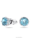 napichovacie náušnice štvorcového strihu pochodové, modré, rhodiované B8ZNT752 Swarovski šperky - Image 3