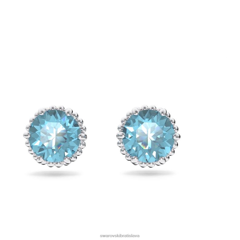 napichovacie náušnice štvorcového strihu pochodové, modré, rhodiované B8ZNT752 Swarovski šperky - Image 1