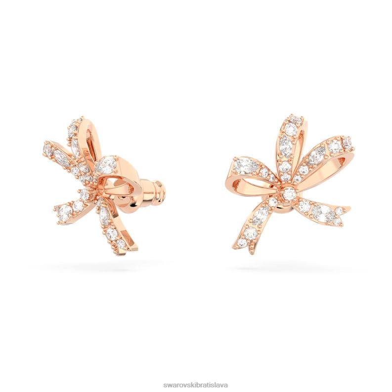 napichovacie náušnice volta mašľa, biela, pozlátená ružovým zlatom B8ZNT720 Swarovski šperky - Image 3