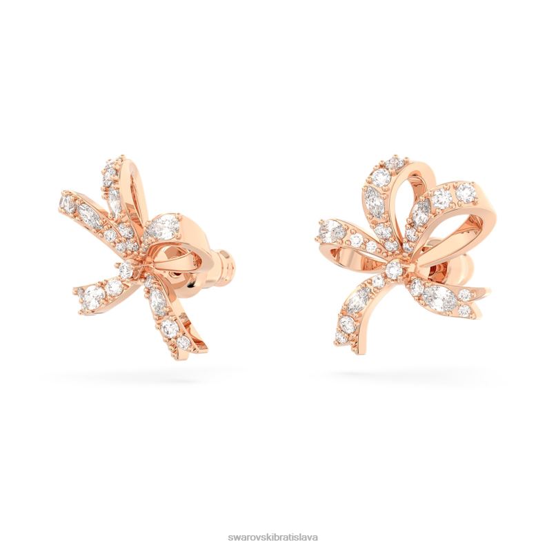 napichovacie náušnice volta mašľa, biela, pozlátená ružovým zlatom B8ZNT720 Swarovski šperky - Image 4