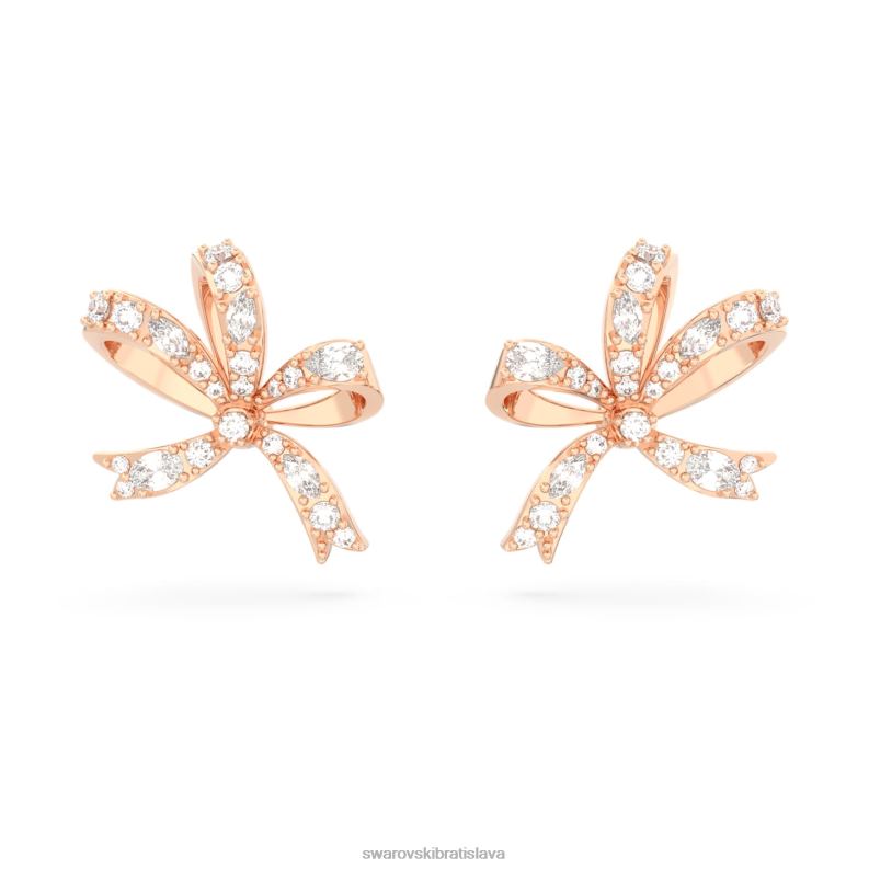 napichovacie náušnice volta mašľa, biela, pozlátená ružovým zlatom B8ZNT720 Swarovski šperky - Image 1
