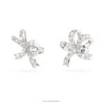 napichovacie náušnice volta mašlička, biela, rhodiovaná B8ZNT714 Swarovski šperky - Image 4