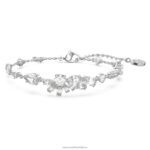 náramok gema zmiešané rezy, kvet, biela, rhodiované B8ZNT476 Swarovski šperky