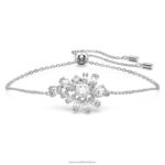 náramok gema zmiešané rezy, kvet, biela, rhodiované B8ZNT495 Swarovski šperky