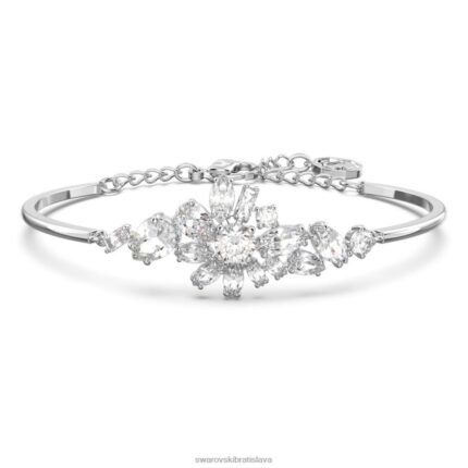 náramok gema zmiešané rezy, kvet, biela, rhodiované B8ZNT607 Swarovski šperky