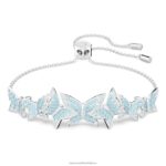 náramok lilia motýľ, modrá, rhodiovaná B8ZNT477 Swarovski šperky