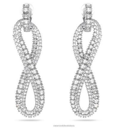 náušnice hyperbola klip infinity, biele, rhodiované B8ZNT954 Swarovski šperky