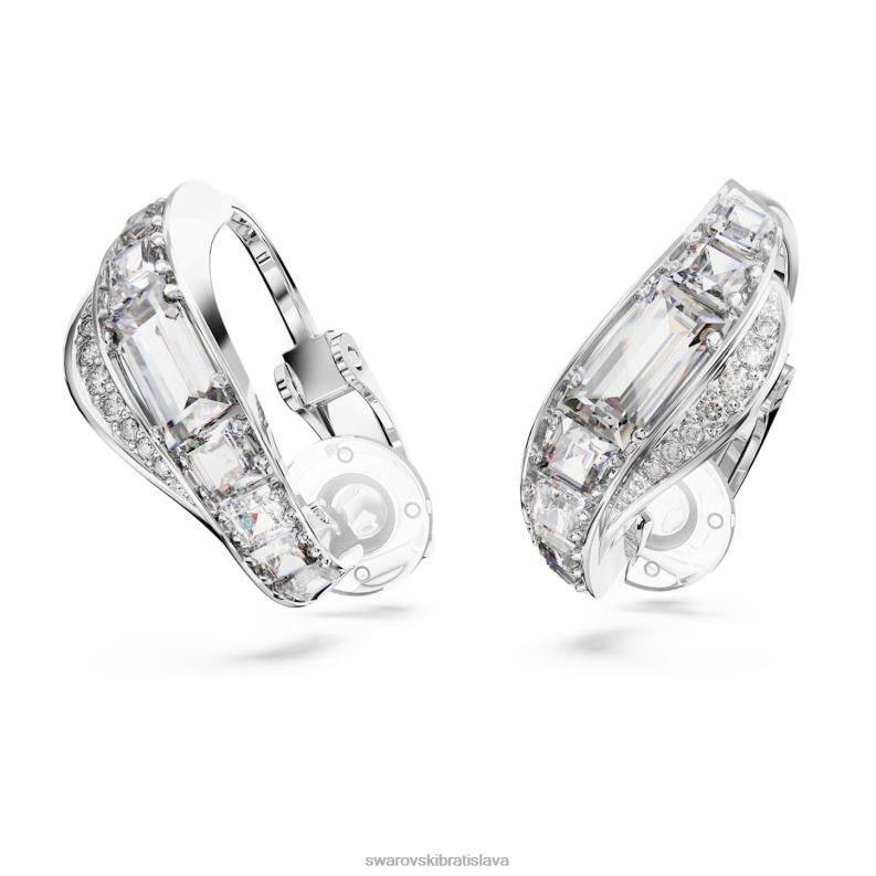 náušnice hyperbola klip uhlíkovo neutrálny oxid zirkoničitý, zmiešané rezy, biely, rhodiovaný B8ZNT940 Swarovski šperky - Image 4