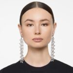 náušnice stella klip hviezda, biela, rhodiovaná B8ZNT813 Swarovski šperky - Image 2