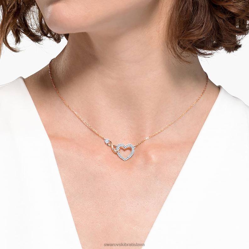 nekonečná sada nekonečno a srdce, biela, povrchová úprava zmiešaný kov B8ZNT386 Swarovski šperky - Image 2