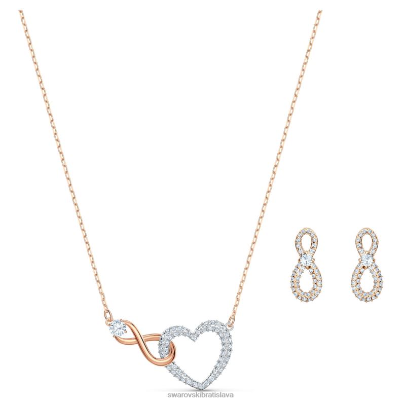 nekonečná sada nekonečno a srdce, biela, povrchová úprava zmiešaný kov B8ZNT386 Swarovski šperky - Image 1