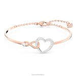 nekonečný náramok nekonečno a srdce, biela, povrchová úprava zmiešaný kov B8ZNT499 Swarovski šperky