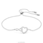 nekonečný náramok nekonečno a srdce, biele, rhodiované B8ZNT435 Swarovski šperky