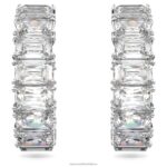 obručové náušnice tisícročia osemhranný výbrus, biely, rhodiovaný B8ZNT881 Swarovski šperky - Image 3