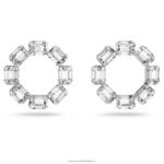 obručové náušnice tisícročia osemhranný výbrus, biely, rhodiovaný B8ZNT935 Swarovski šperky