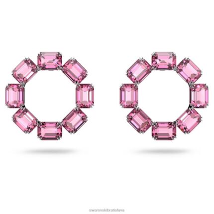 obručové náušnice tisícročia osemhranný výbrus, ružový, rhodiovaný B8ZNT936 Swarovski šperky
