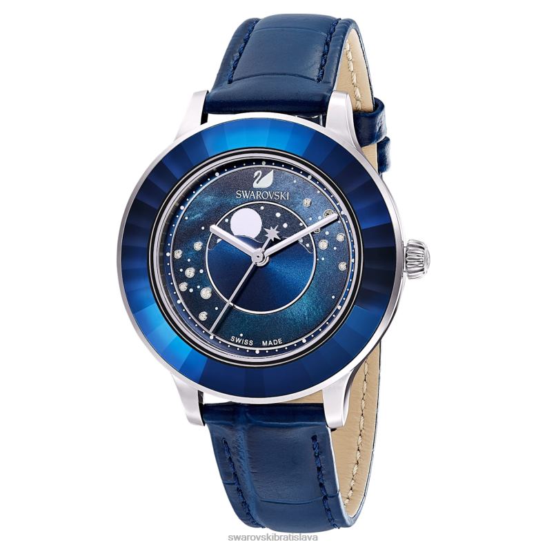octea lux hodinky švajčiarska výroba, mesiac, kožený remienok, modrá, nehrdzavejúca oceľ B8ZNT1248 Swarovski príslušenstvo - Image 4