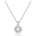 okrúhly prívesok z kameňa apríl, biely, rhodiovaný B8ZNT312 Swarovski šperky