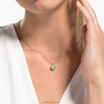 okrúhly prívesok z kameňa august, zelená, rhodiovaná B8ZNT319 Swarovski šperky - Image 2