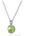okrúhly prívesok z kameňa august, zelená, rhodiovaná B8ZNT319 Swarovski šperky - Image 4