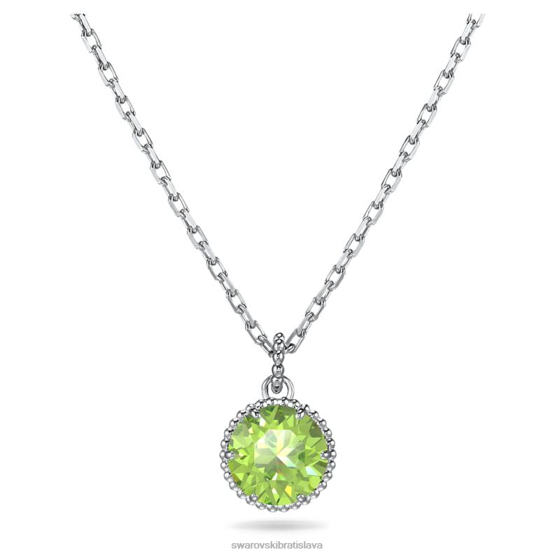 okruhly_privesok_z_kamena_august_zelena_rhodiovana_b8znt319_swarovski_sperky.jpg okrúhly prívesok z kameňa august, zelená, rhodiovaná B8ZNT319 Swarovski šperky - Image 1