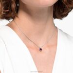 okrúhly prívesok z kameňa február, fialová, rhodiovaná B8ZNT323 Swarovski šperky - Image 2