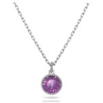 okrúhly prívesok z kameňa február, fialová, rhodiovaná B8ZNT323 Swarovski šperky