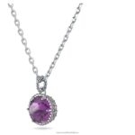 okrúhly prívesok z kameňa február, fialová, rhodiovaná B8ZNT323 Swarovski šperky - Image 4