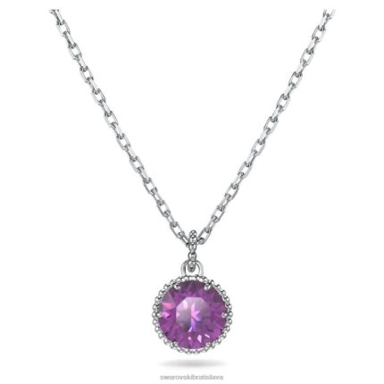 okrúhly prívesok z kameňa február, fialová, rhodiovaná B8ZNT323 Swarovski šperky
