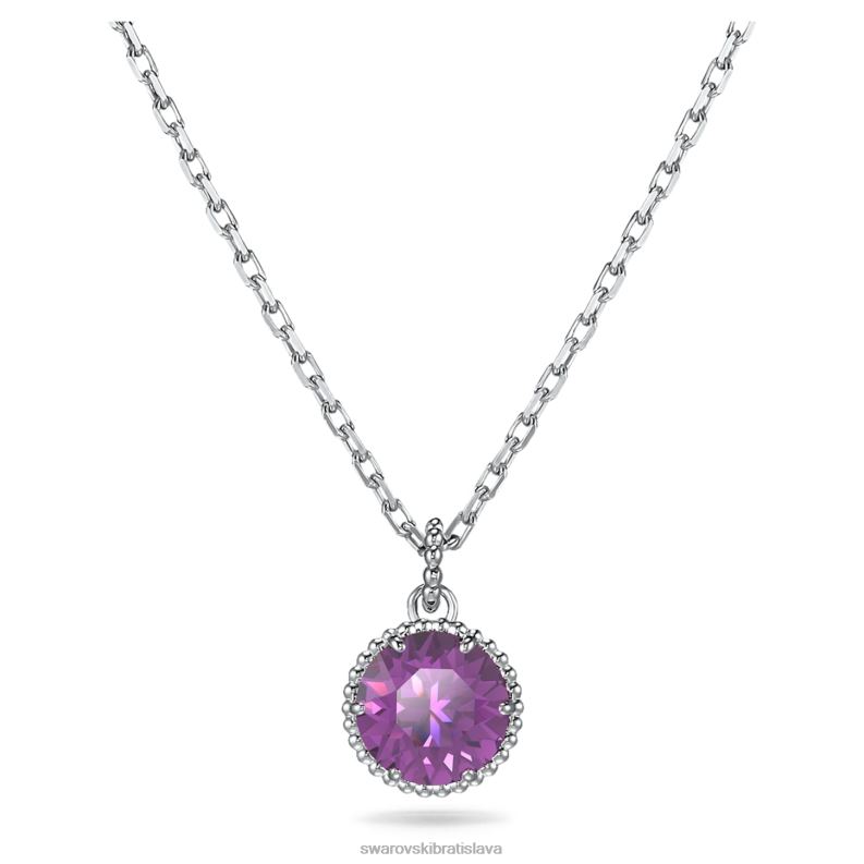 okruhly_privesok_z_kamena_februar_fialova_rhodiovana_b8znt323_swarovski_sperky.jpg okrúhly prívesok z kameňa február, fialová, rhodiovaná B8ZNT323 Swarovski šperky - Image 1