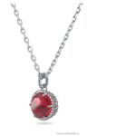 okrúhly prívesok z kameňa júlová, červená, rhodiovaná B8ZNT314 Swarovski šperky - Image 4