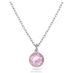 okrúhly prívesok z kameňa október, ružová, rhodiovaná B8ZNT315 Swarovski šperky