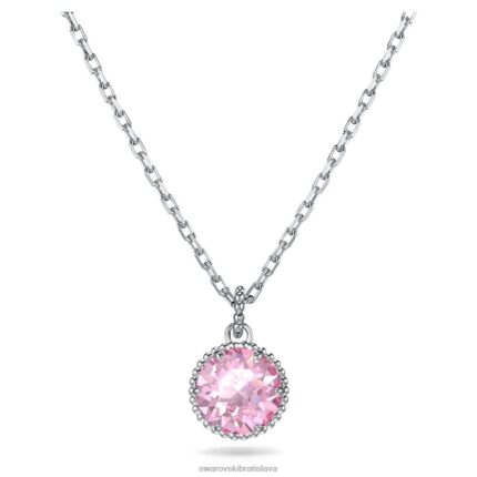 okrúhly prívesok z kameňa október, ružová, rhodiovaná B8ZNT315 Swarovski šperky
