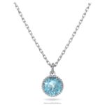 okrúhly prívesok z kameňa pochodové, modré, rhodiované B8ZNT299 Swarovski šperky