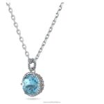 okrúhly prívesok z kameňa pochodové, modré, rhodiované B8ZNT299 Swarovski šperky - Image 4