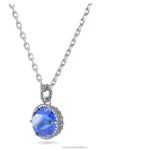 okrúhly prívesok z kameňa september, modrá, rhodiovaná B8ZNT321 Swarovski šperky - Image 4