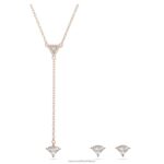 ortyxová súprava trojuholníkový strih, biely, pozlátený ružovým zlatom B8ZNT387 Swarovski šperky